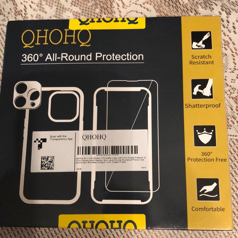 QHOHQ 360 ALL- ROUND PROTECTION (5 - PIECE) FOR IPHONE 14 PLUS/MAX, PURPLE